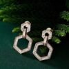 SGARIT Fine Jewelry Factory Real 18k White Gold 0.76 Carats Emerald Cut Jewellery Romantic Natural Diamond Hexagon Natural Diamond Earring