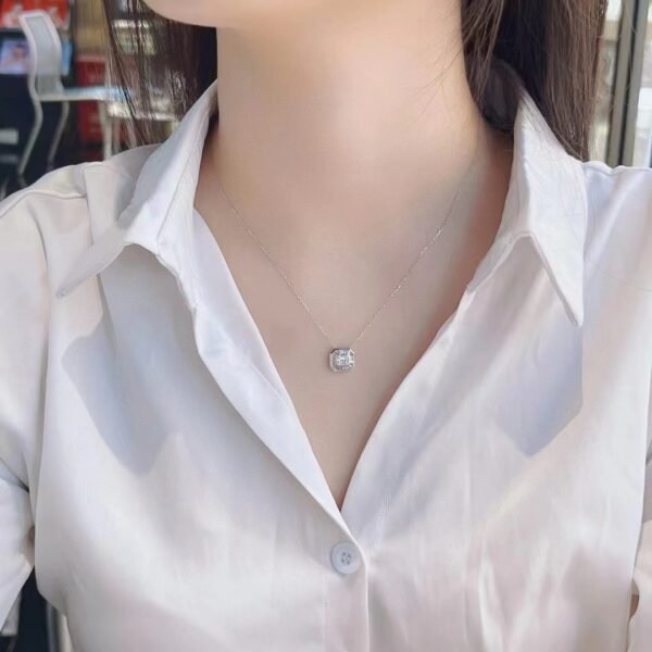 微信图片_202407251049012 SGARIT Fine Jewelry Factory Real 18k White Gold 0.37 Carats Emerald Cut Jewellery Romantic Natural Diamond Full T Square Octagon Pendant