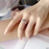 微信图片_20240725104927 SGARIT Fine Jewelry Factory Real 18k White Gold 0.717 Carats Oval Cut Jewellery Romantic Natural Diamond Half Circle Square Ring