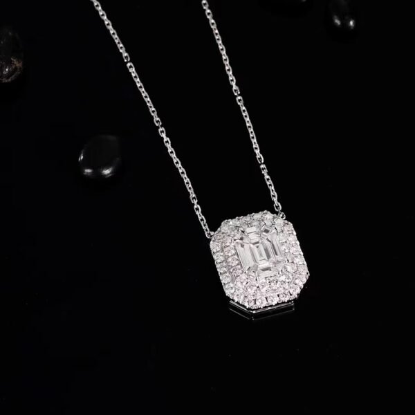 微信图片_20240725104940 SGARIT Fine Jewelry Factory Real 18k White Gold 0.820 Carats Emerald Cut Jewellery Romantic Natural Diamond Double Pendant
