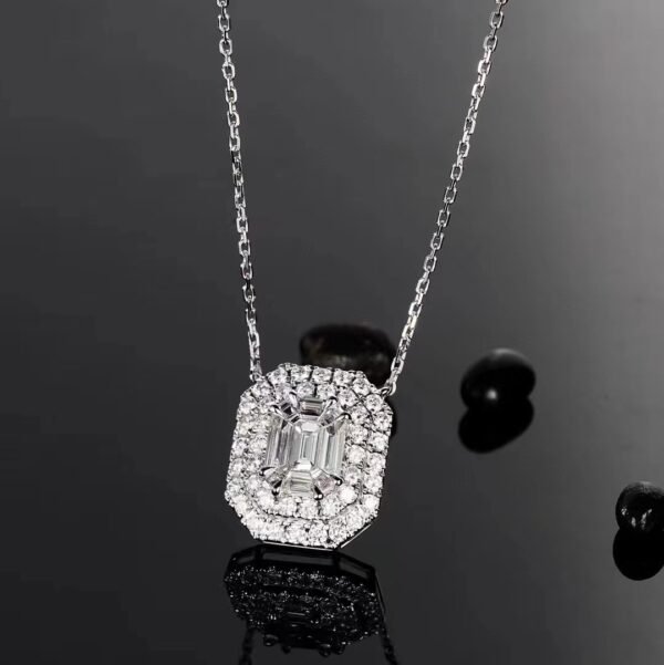 微信图片_202407251049401 SGARIT Fine Jewelry Factory Real 18k White Gold 0.820 Carats Emerald Cut Jewellery Romantic Natural Diamond Double Pendant