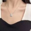 微信图片_20240725104941 SGARIT Fine Jewelry Factory Real 18k White Gold 0.820 Carats Emerald Cut Jewellery Romantic Natural Diamond Double Pendant