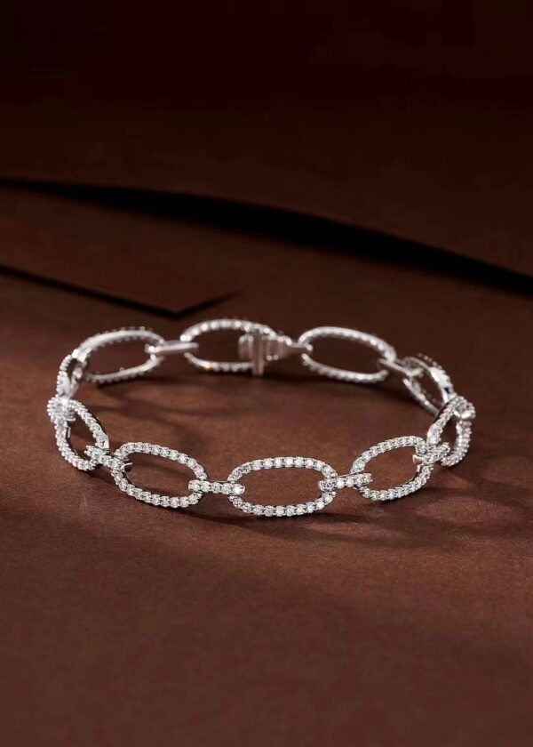 微信图片_20240725105038 SGARIT Fine Jewelry Factory Solid 18k White Gold 1.950 Carats Oval Cut Jewellery White Luxury Natural Diamond Hollow Bracelet