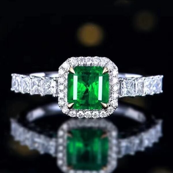 SGARIT  Fine Jewelry Manufacturer Solid 18k White Gold 1.21 Carats Emerald Cut Jewellery Green Luxury Natural Emerald Gemstone Ring