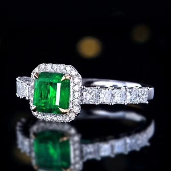 SGARIT  Fine Jewelry Manufacturer Solid 18k White Gold 1.21 Carats Emerald Cut Jewellery Green Luxury Natural Emerald Gemstone Ring