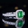 SGARIT  Fine Jewelry Manufacturer Solid 18k White Gold 1.21 Carats Emerald Cut Jewellery Green Luxury Natural Emerald Gemstone Ring