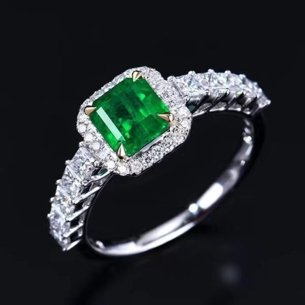 SGARIT  Fine Jewelry Manufacturer Solid 18k White Gold 1.21 Carats Emerald Cut Jewellery Green Luxury Natural Emerald Gemstone Ring