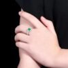 SGARIT  Fine Jewelry Manufacturer Solid 18k White Gold 1.21 Carats Emerald Cut Jewellery Green Luxury Natural Emerald Gemstone Ring