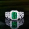 SGARIT Fine Jewelry Factories Solid 18k White Gold 1.19 Carats Emerald Cut Jewellery Green Luxury Zambia Natural Emerald Gemstone Ring