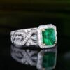 SGARIT Fine Jewelry Factories Solid 18k White Gold 1.19 Carats Emerald Cut Jewellery Green Luxury Zambia Natural Emerald Gemstone Ring