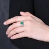 SGARIT Fine Jewelry Factories Solid 18k White Gold 1.19 Carats Emerald Cut Jewellery Green Luxury Zambia Natural Emerald Gemstone Ring