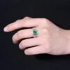 SGARIT Fine Jewelry Factories Solid 18k White Gold 1.19 Carats Emerald Cut Jewellery Green Luxury Zambia Natural Emerald Gemstone Ring