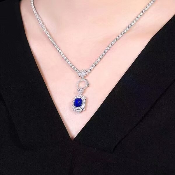 微信图片_202407270941341 SGARIT Fine Jewelry Supplier Real 18k White Gold 2.76 Carats Cushion Cut Jewellery Royal Blue Sapphire Sri Lanka Natural Gemstone Pendant
