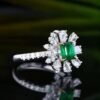 SGARIT Fine Jewelry Producer Solid 18k White Gold 0.81 Carats Emerald Cut Jewellery Green Luxury Afghan Panjshir Natural Emerald Gemstone Ring