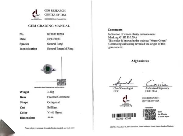 微信图片_202407270943112 SGARIT Fine Jewelry Wholesaler Solid 18k White Gold 0.59 Carats Emerald Cut Jewellery Green Luxury Panjshir Natural Emerald Gemstone Ring
