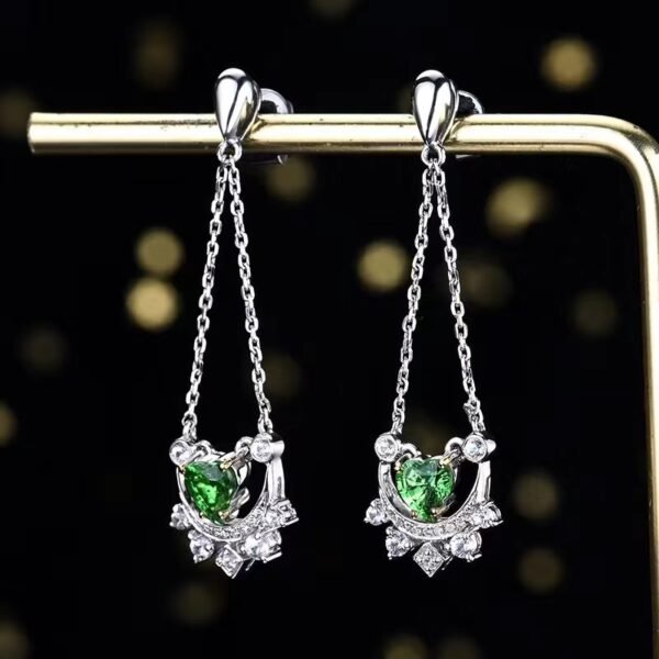 微信图片_202407270943411 SGARIT Fine Jewelry Factory Customized Solid 18k White Gold 0.85 Carats Heart Cut Jewellery Green Luxury Natural Emerald Gemstone Earrings