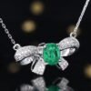微信图片_20240727094357 Sgarit Fine Jewelry OEM Factory Real 18k White Gold 0.73 Carats Oval Cut Jewellery Vivid Green Luxury Natural Emerald Gemstone Collarbone Chain