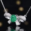 微信图片_202407270943571 Sgarit Fine Jewelry OEM Factory Real 18k White Gold 0.73 Carats Oval Cut Jewellery Vivid Green Luxury Natural Emerald Gemstone Collarbone Chain