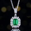 Sgarit Fine Jewelry Manufacturer Real 18k White Gold 0.78 Carats Emerald Cut Jewellery Vivid Green Luxury Zambia Natural Emerald Gemstone Pendant