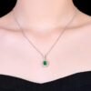 Sgarit Fine Jewelry Manufacturer Real 18k White Gold 0.78 Carats Emerald Cut Jewellery Vivid Green Luxury Zambia Natural Emerald Gemstone Pendant