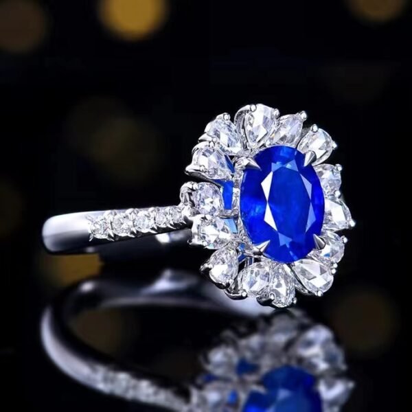 微信图片_202407270945082 SGARIT Fine Jewelry Custom Solid 18k White Gold 1.33 Carats Oval Cut Jewellery Luxury Natural Gemstone Sri Lanka Blue Sapphire Ring