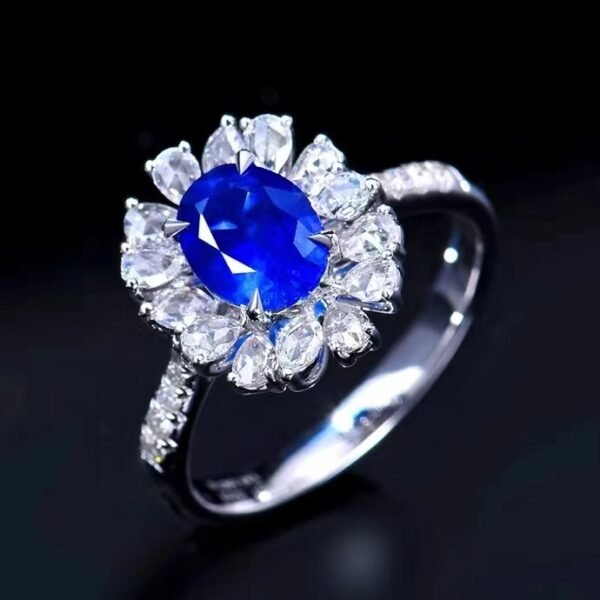 微信图片_202407270945083 SGARIT Fine Jewelry Suppliers Real 18k White Gold 1.33 Carats Oval Cut Jewellery Royal Blue Sapphire Sri Lanka Natural Gemstone Ring