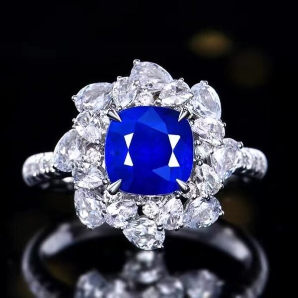 微信图片_20240727094528 SGARIT Fine Jewelry Wholesale Solid 18k White Gold 2.69 Carats Cushion Cut Jewellery Royal Blue Sapphire Sri Lanka Natural Gemstone Ring