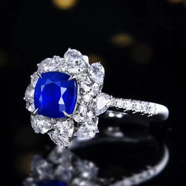 微信图片_202407270945281 SGARIT Fine Jewelry Wholesale Solid 18k White Gold 2.69 Carats Cushion Cut Jewellery Royal Blue Sapphire Sri Lanka Natural Gemstone Ring
