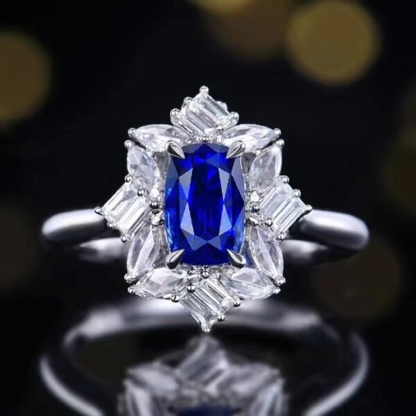 微信图片_20240727094552 Sgarit Fine Jewelry Wholesaler Real 18k White Gold 1.77 Carats Cushion Cut Jewellery Royal Blue Sapphire Sri Lanka Natural Gemstone Ring