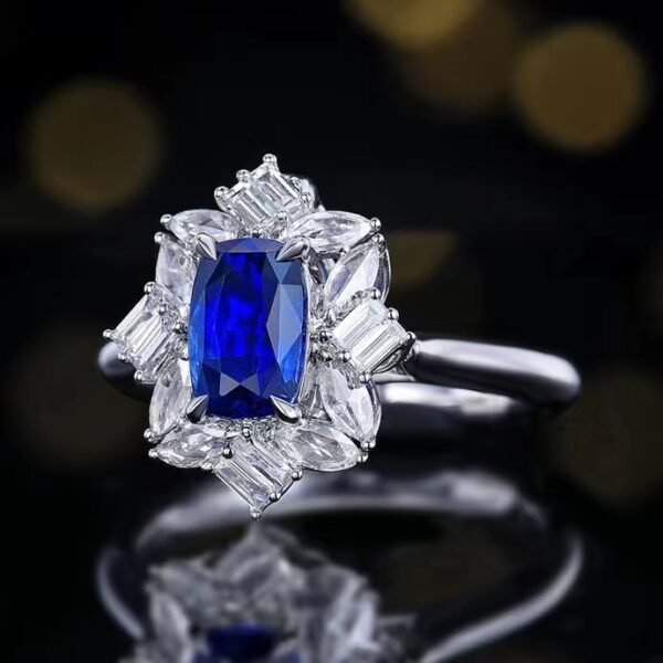 微信图片_202407270945521 Sgarit Fine Jewelry Wholesaler Real 18k White Gold 1.77 Carats Cushion Cut Jewellery Royal Blue Sapphire Sri Lanka Natural Gemstone Ring