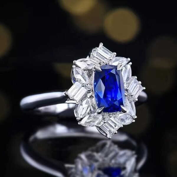 微信图片_202407270945522 Sgarit Fine Jewelry Wholesaler Real 18k White Gold 1.77 Carats Cushion Cut Jewellery Royal Blue Sapphire Sri Lanka Natural Gemstone Ring