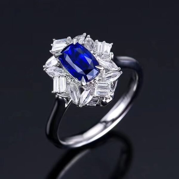 微信图片_202407270945524 Sgarit Fine Jewelry Wholesaler Real 18k White Gold 1.77 Carats Cushion Cut Jewellery Royal Blue Sapphire Sri Lanka Natural Gemstone Ring