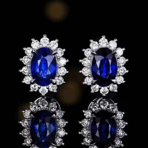 微信图片_20240727094607 SGARIT Fine Jewelry Factory Solid 18k White Gold 0.93 Carats Oval Cut Jewellery Royal Blue Sapphire Natural Gemstone Earrings