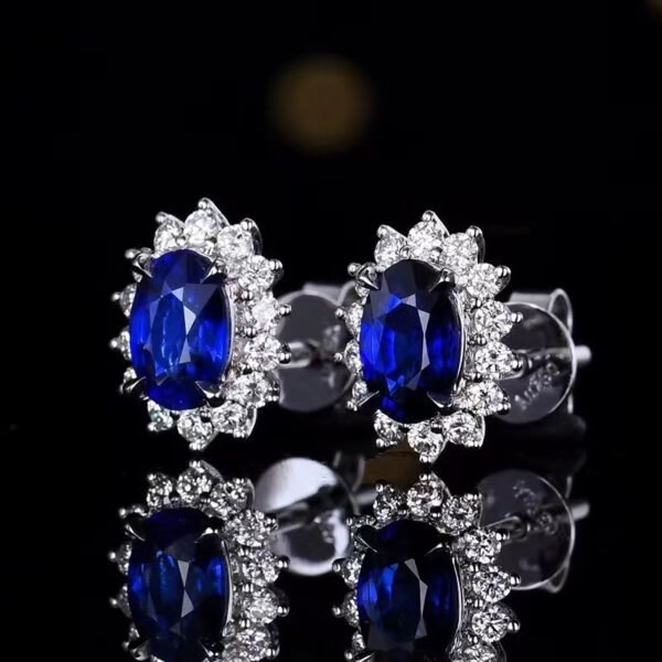 微信图片_20240727094608 SGARIT Fine Jewelry Factory Solid 18k White Gold 0.93 Carats Oval Cut Jewellery Royal Blue Sapphire Natural Gemstone Earrings