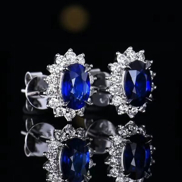 微信图片_202407270946081 SGARIT Fine Jewelry Factory Solid 18k White Gold 0.93 Carats Oval Cut Jewellery Royal Blue Sapphire Natural Gemstone Earrings