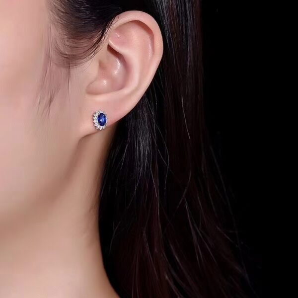 微信图片_202407270946083 SGARIT Fine Jewelry Factory Solid 18k White Gold 0.93 Carats Oval Cut Jewellery Royal Blue Sapphire Natural Gemstone Earrings