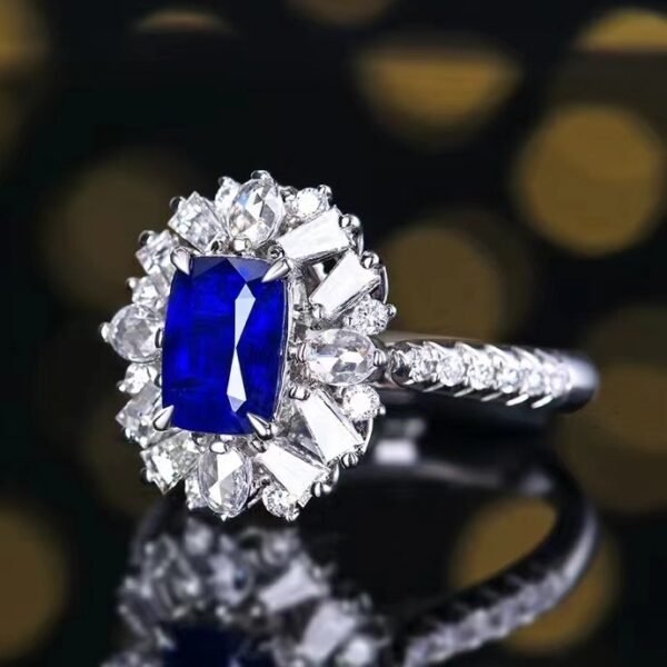 微信图片_202407311023241 SGARIT Fine Jewelry Custom Solid 18k White Gold 2.05 Carats Cushion Cut Jewellery Luxury Natural Gemstone Madagascar Royal Blue Sapphire Ring