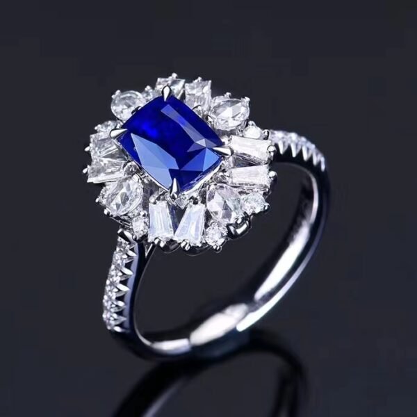 微信图片_202407311023244 SGARIT Fine Jewelry Custom Solid 18k White Gold 2.05 Carats Cushion Cut Jewellery Luxury Natural Gemstone Madagascar Royal Blue Sapphire Ring