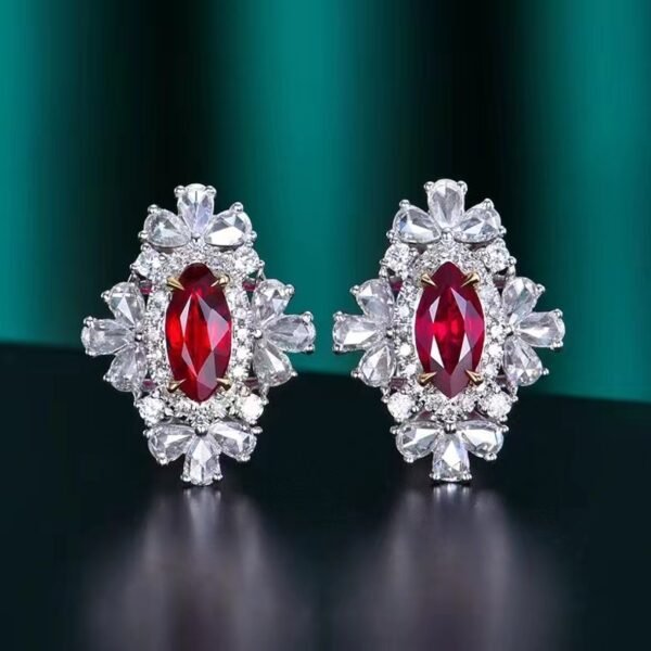 微信图片_20240731102526 SGARIT Fine Jewelry Custom Solid 18k White Gold 1.04 Carats Marquise Cut Jewellery Luxury Natural Gemstone Pigeon Blood Ruby Horse Eye Stud Earrings