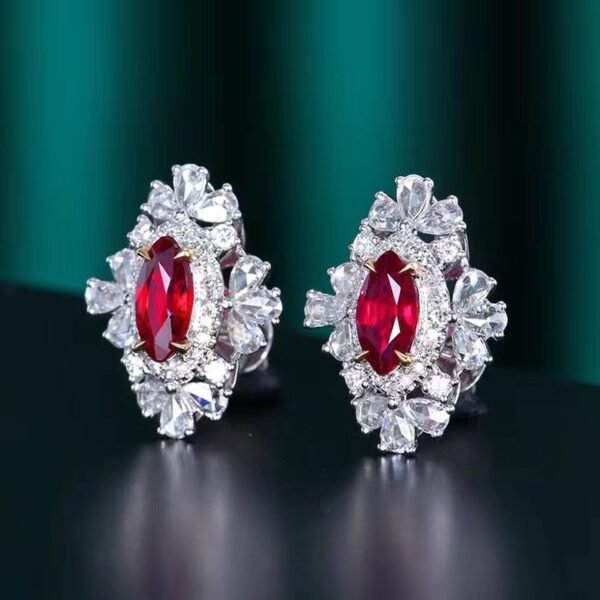 微信图片_202407311025261 SGARIT Fine Jewelry Custom Solid 18k White Gold 1.04 Carats Marquise Cut Jewellery Luxury Natural Gemstone Pigeon Blood Ruby Horse Eye Stud Earrings