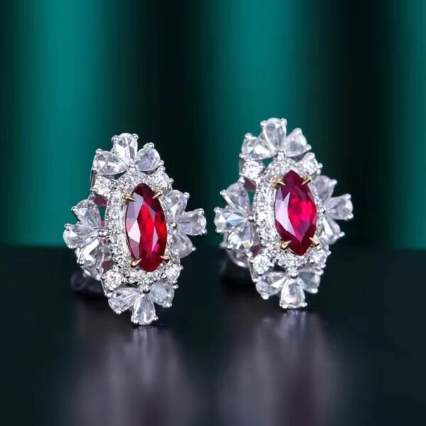 微信图片_20240731102527 SGARIT Fine Jewelry Custom Solid 18k White Gold 1.04 Carats Marquise Cut Jewellery Luxury Natural Gemstone Pigeon Blood Ruby Horse Eye Stud Earrings