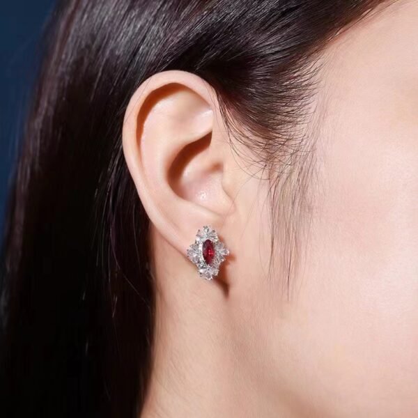 微信图片_202407311025273 SGARIT Fine Jewelry Custom Solid 18k White Gold 1.04 Carats Marquise Cut Jewellery Luxury Natural Gemstone Pigeon Blood Ruby Horse Eye Stud Earrings