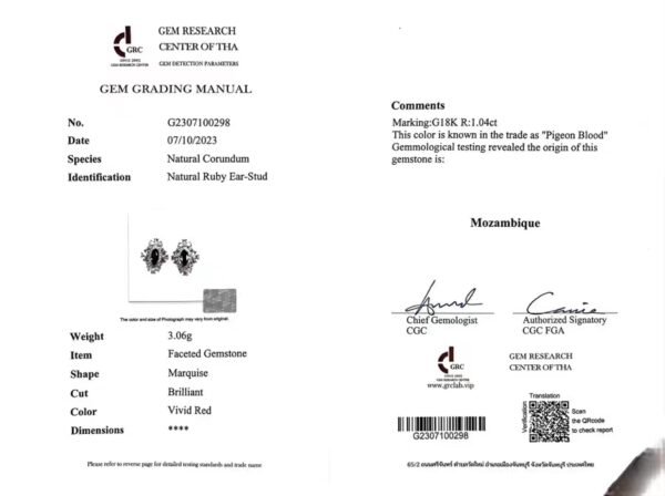 微信图片_202407311025274 SGARIT Fine Jewelry Custom Solid 18k White Gold 1.04 Carats Marquise Cut Jewellery Luxury Natural Gemstone Pigeon Blood Ruby Horse Eye Stud Earrings