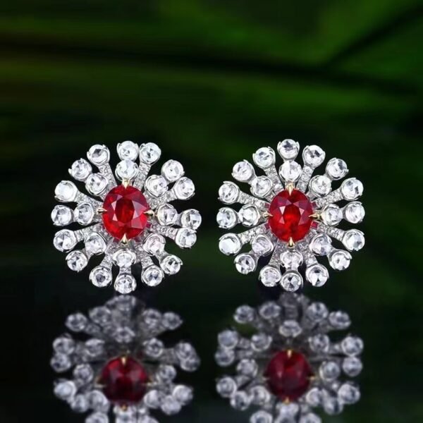 微信图片_20240731102543 SGARIT Fine Jewelry Custom Solid 18k White Gold 1.2 Carats Oval Cut Jewellery Luxury Natural Gemstone Mozambique Pigeon Blood Ruby Stud Earrings