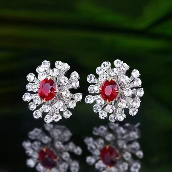 微信图片_202407311025431 SGARIT Fine Jewelry Custom Solid 18k White Gold 1.2 Carats Oval Cut Jewellery Luxury Natural Gemstone Mozambique Pigeon Blood Ruby Stud Earrings