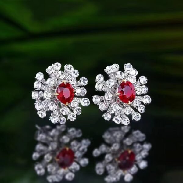 微信图片_202407311025432 SGARIT Fine Jewelry Custom Solid 18k White Gold 1.2 Carats Oval Cut Jewellery Luxury Natural Gemstone Mozambique Pigeon Blood Ruby Stud Earrings