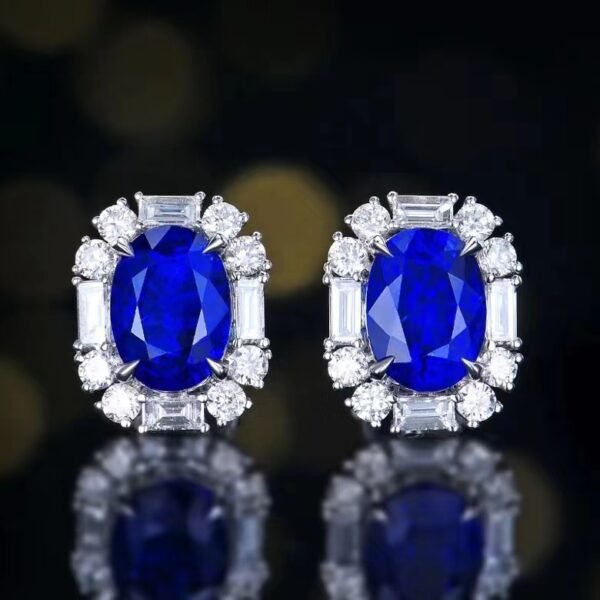 微信图片_20240731102603 SGARIT Fine Jewelry Custom Solid 18k White Gold 3.02 Carats Oval Cut Jewellery Luxury Natural Gemstone Royal Blue Sapphire Stud Earrings