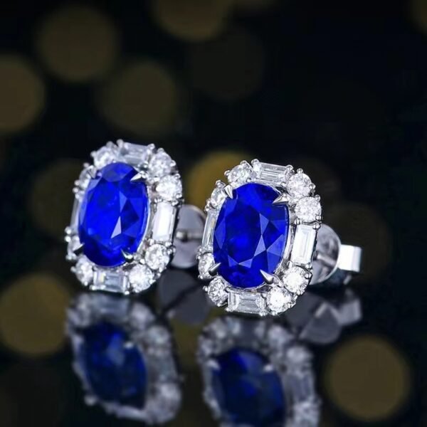 微信图片_202407311026031 SGARIT Fine Jewelry Custom Solid 18k White Gold 3.02 Carats Oval Cut Jewellery Luxury Natural Gemstone Royal Blue Sapphire Stud Earrings