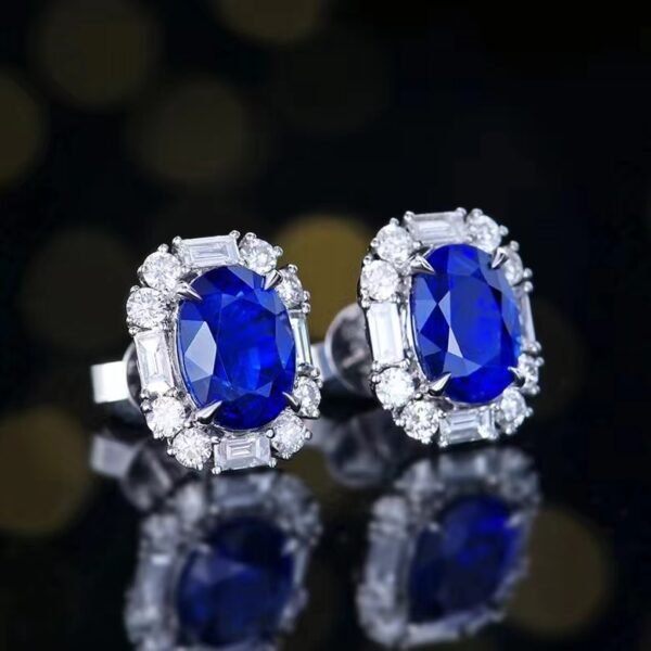 微信图片_202407311026032 SGARIT Fine Jewelry Custom Solid 18k White Gold 3.02 Carats Oval Cut Jewellery Luxury Natural Gemstone Royal Blue Sapphire Stud Earrings