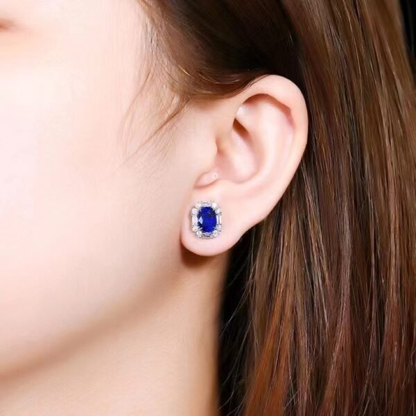 微信图片_202407311026033 SGARIT Fine Jewelry Custom Solid 18k White Gold 3.02 Carats Oval Cut Jewellery Luxury Natural Gemstone Royal Blue Sapphire Stud Earrings